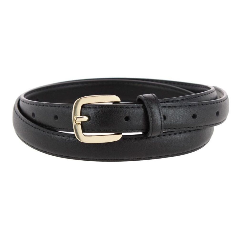 CTM Women's Basic Skinny Leather Dress Belt